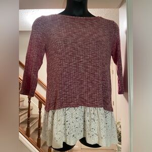 Cute Top With Lace Accents - Boutique Size Small